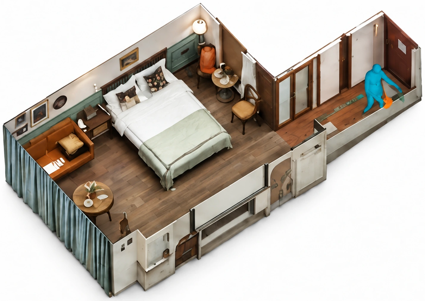 Reconstructed indoor space with human-object interactions