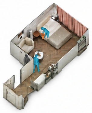 Reconstructed indoor space with human-object interactions