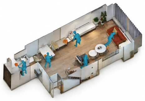 Reconstructed indoor space with human-object interactions